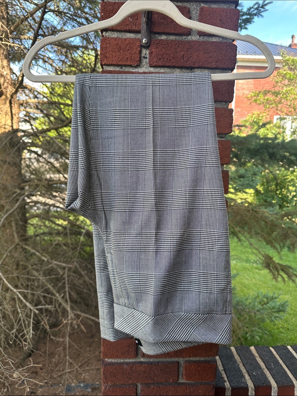 Nine West Black and White Glen Plaid Pants